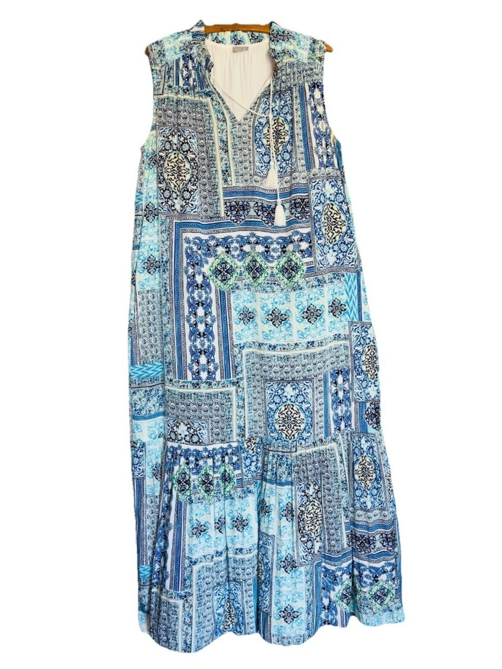 Chico’s  Blue Patchwork Maxi Skirt